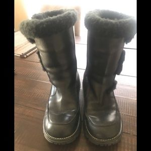 Black Leather Moto Style Ugg Boots